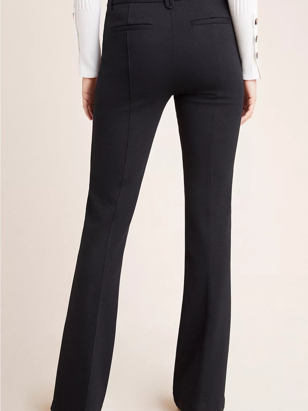Anthropologie Essential Trouser Flare Black Pants Size 2 Long 32” Inseam - Picture 2 of 11